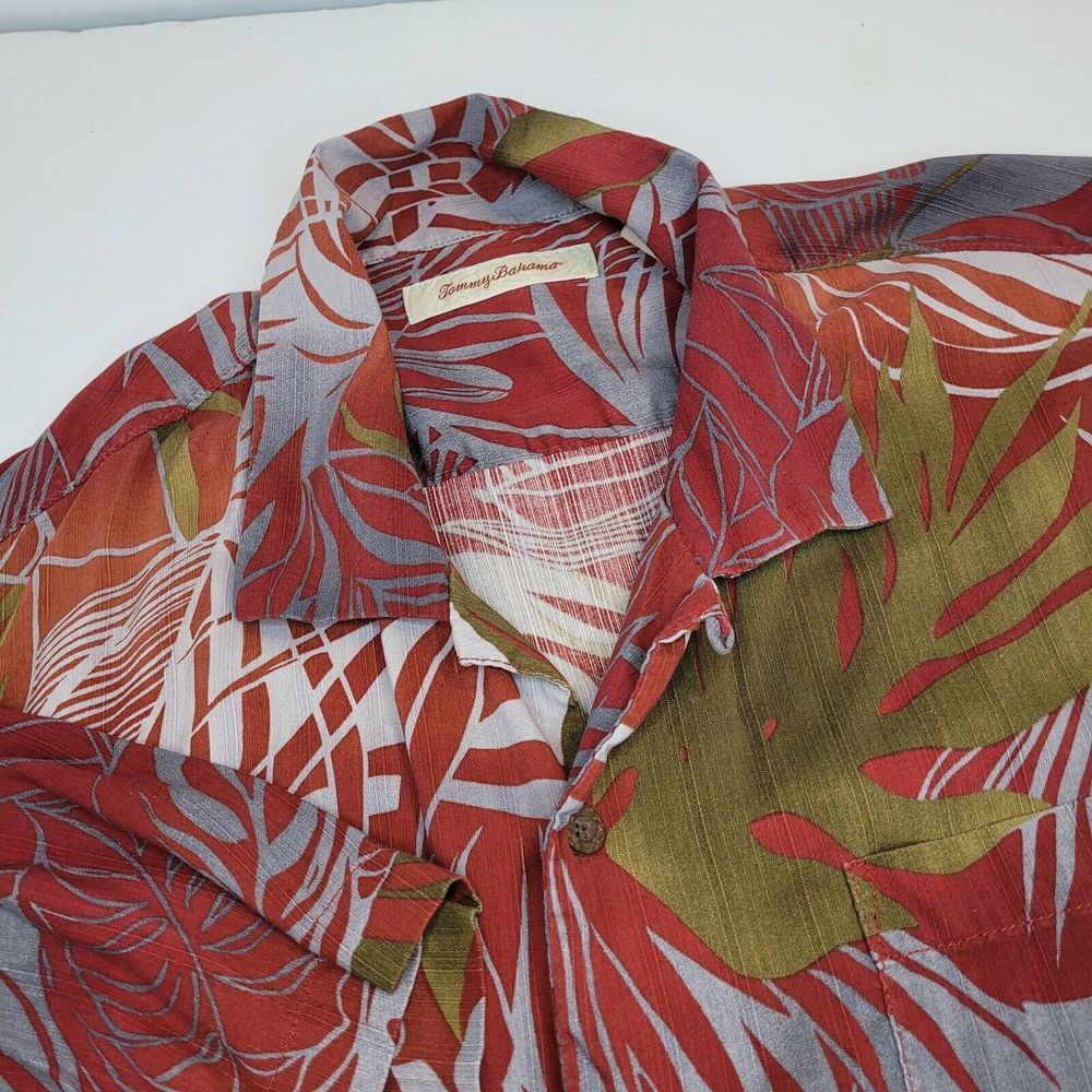 Tommy Bahama Hawaiian Shirt Mens XL Rust/Orange SS 100%‎ Silk Camp Shirt 🌸🌺